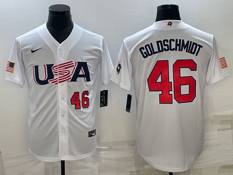 Men 2023 World Cub USA 46 Goldschmidt White Nike MLB Jersey5